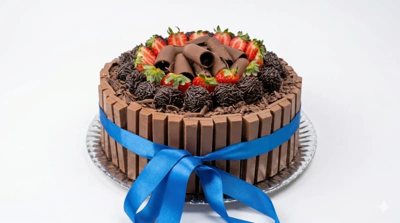 Bolo decorado com kit-kat